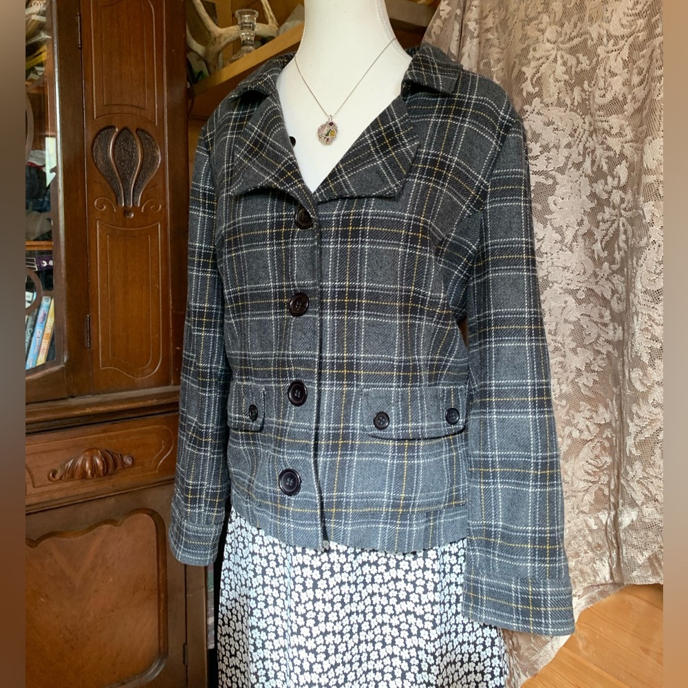 Vintage 90s Wool Blend Twee Pea Coat New England Fall Size 42 Preppy Grunge 1970